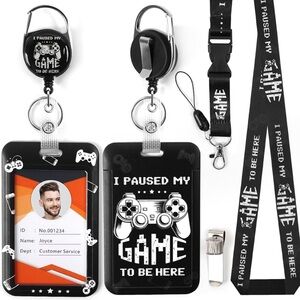 ID Badge Holder with Lanyard & Retractable Heavy Duty Badge Reel & Pen Holder